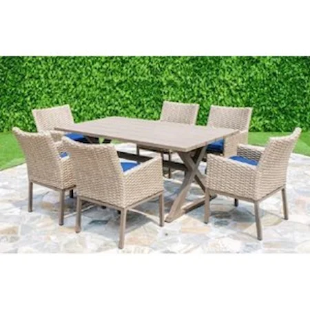 Outdoor Aluminum Table and 6 Chair Set